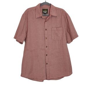 Eddie Bauer Red Plaid Short Sleeve Button Down Shirt Size Large Red Preppy Shirt